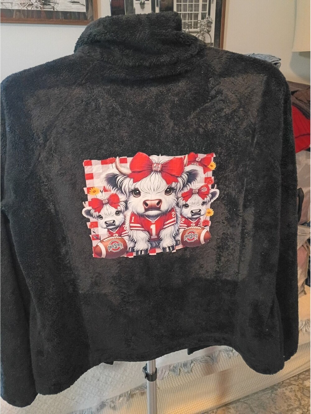 The North Face Women's Black Fuzzy Jacket with Ohio State Buckeyes Graphic